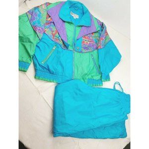 Vintage GIACCA Sport Women’s Size M Blue green Multi Windbreaker Tracksuit